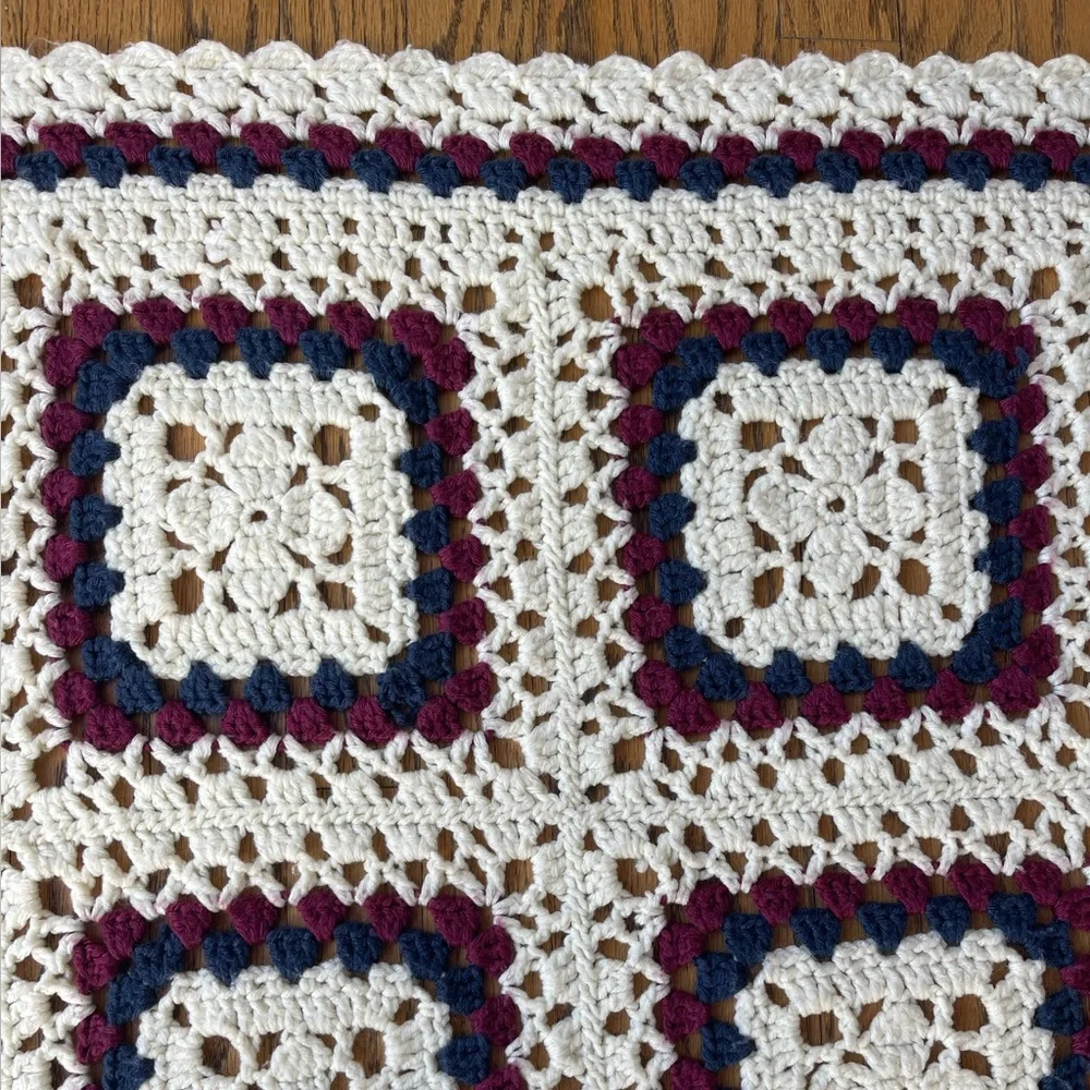Handmade Large Granny Square Afghan Blanket 58 x 81